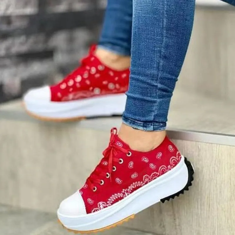 2022 Pattern Canvas Women Sneakers Casual Sport Shoes