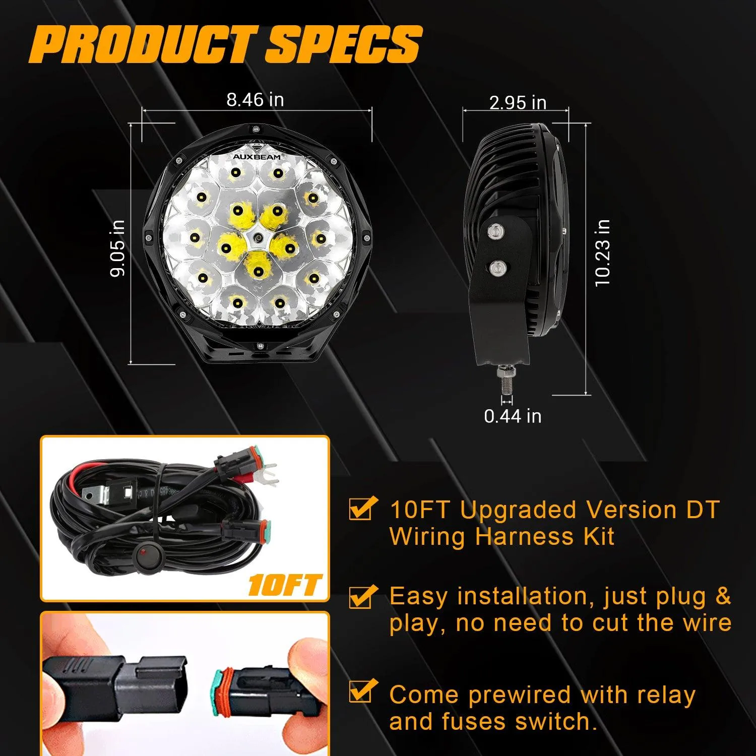 (2pcs/set) 8.5 Inch 150W Round off road lights Spot Beam LED Driving Lights