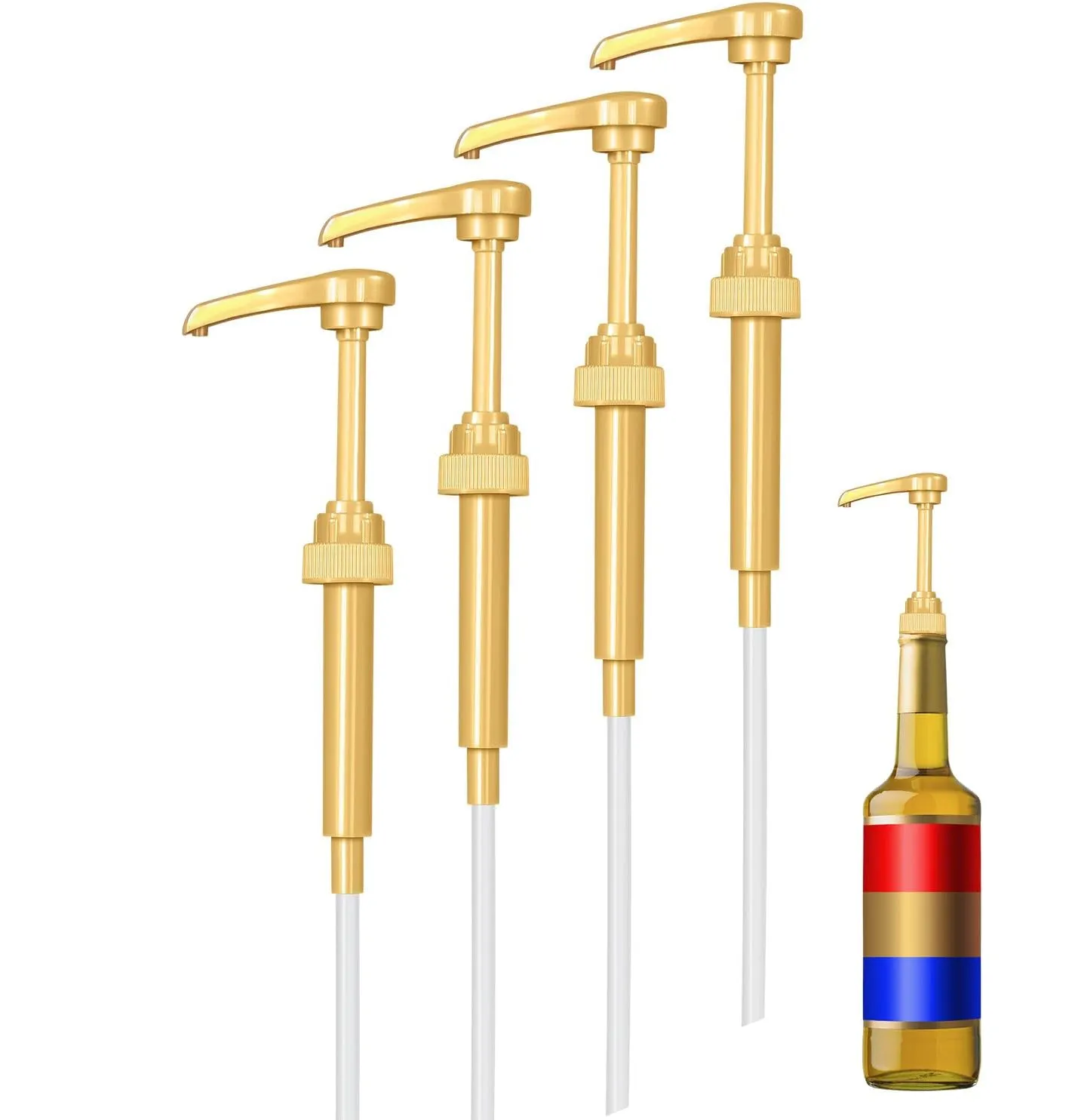 4Pack Syrup Pump Dispenser Pumps For 750ML Bottles-Gold