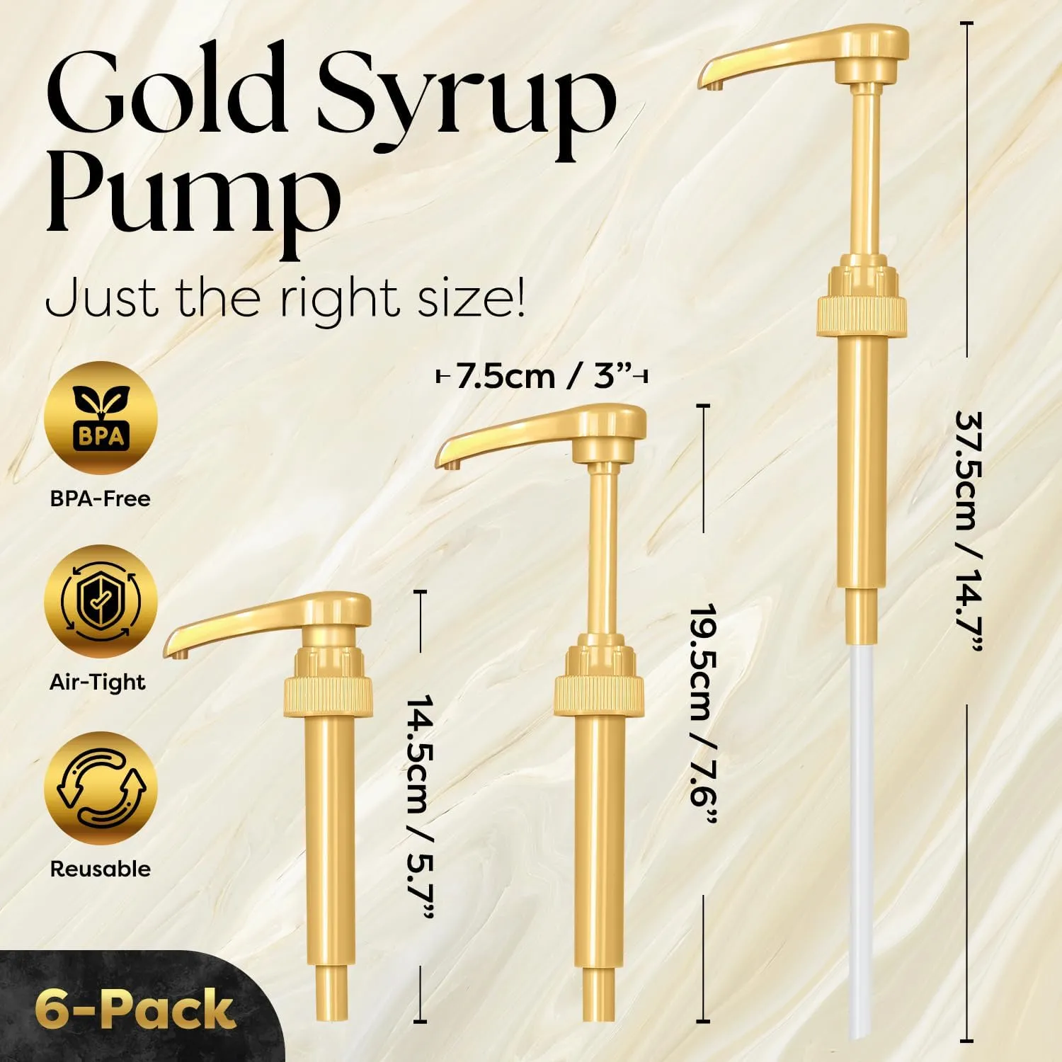 4Pack Syrup Pump Dispenser Pumps For 750ML Bottles-Gold