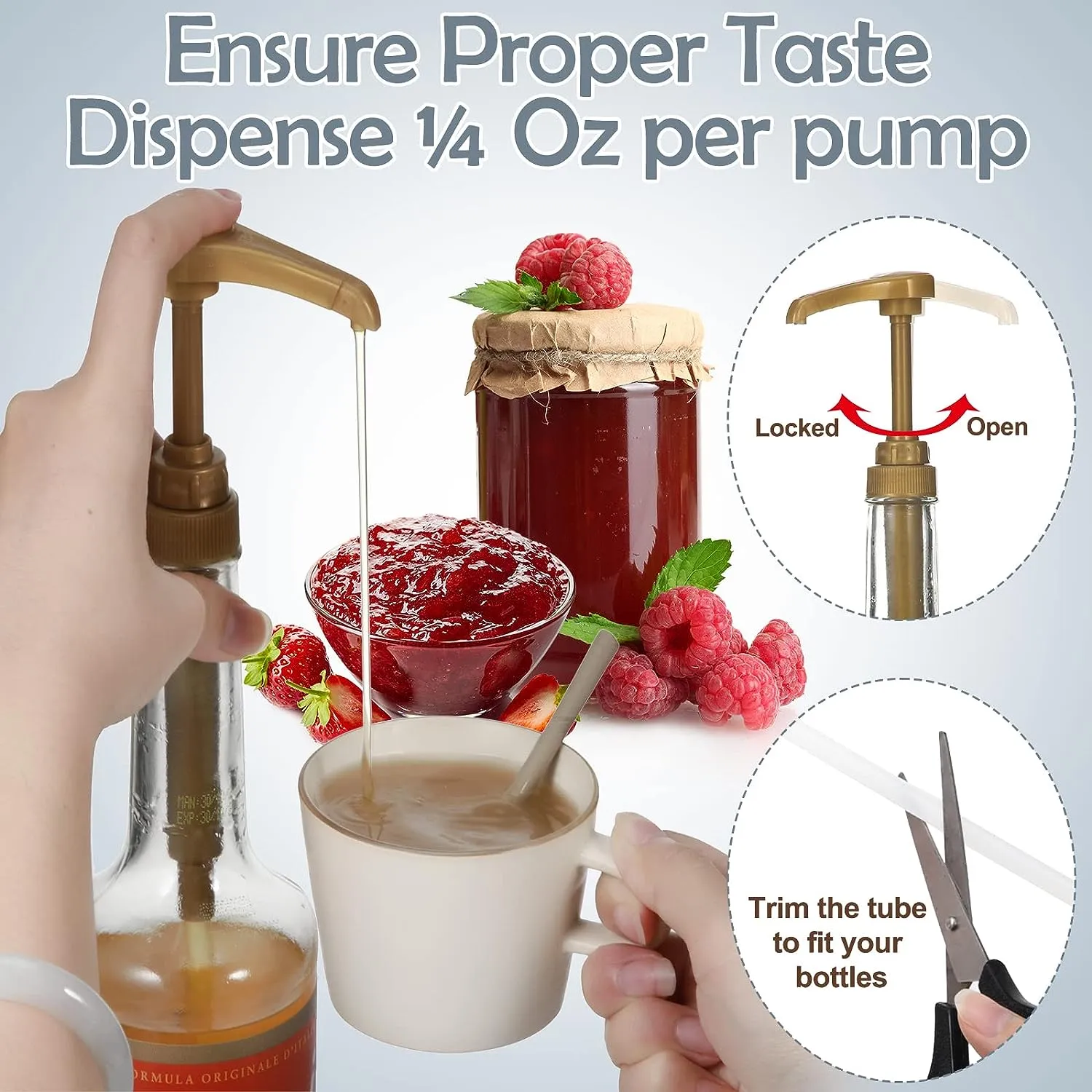 4Pack Syrup Pump Dispenser Pumps For 750ML Bottles-Gold