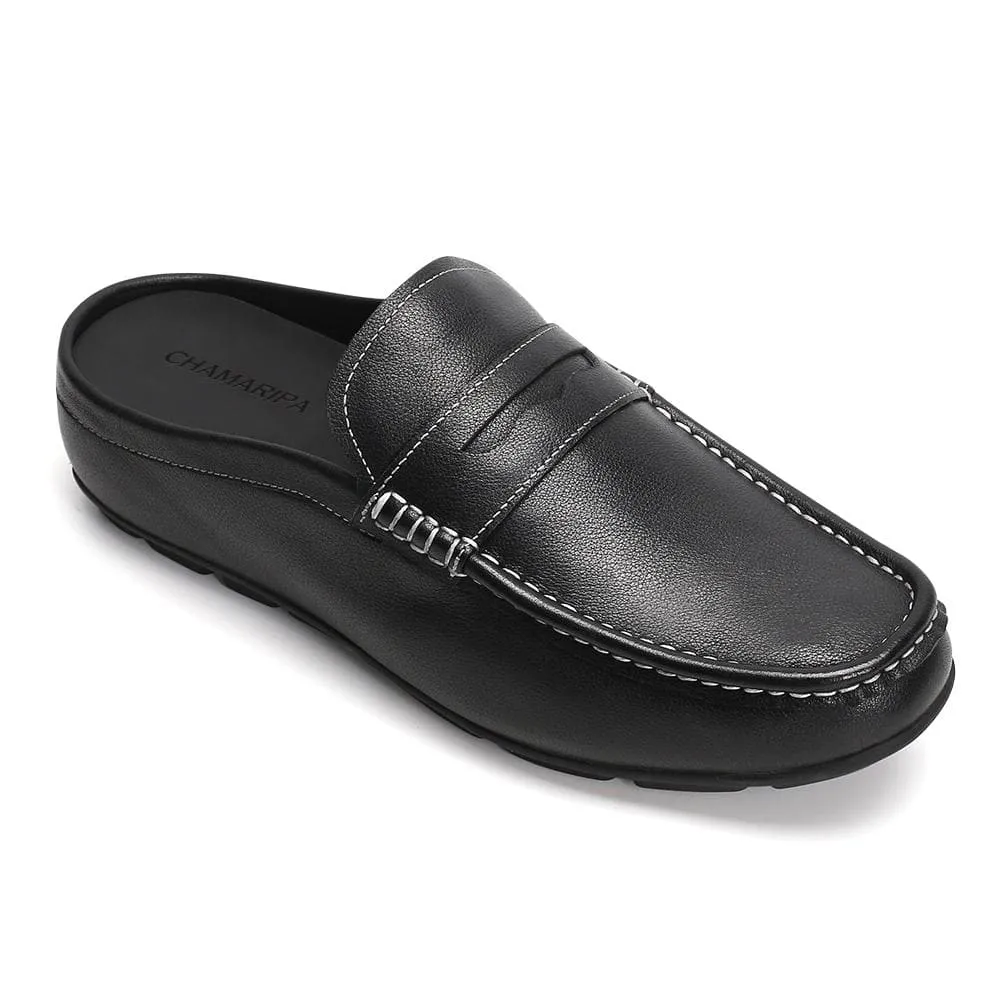 5 CM / 1.95 Inches Taller - CMR CHAMARIPA Height Increasing Loafers Shoes Black Leather Dress Slipper Elevator Moccasins Driving Shoes