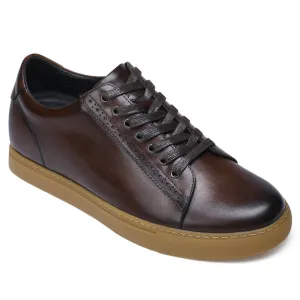 6 CM/ 2.36 Inches CMR CHAMARIPA Casual Height Increasing Shoes For Men - Brown Leather Taller Shoes