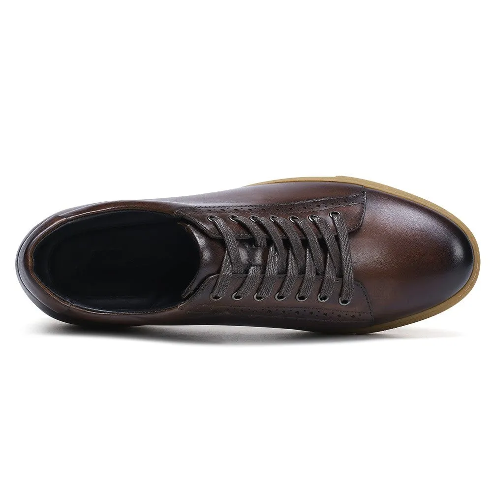 6 CM/ 2.36 Inches CMR CHAMARIPA Casual Height Increasing Shoes For Men - Brown Leather Taller Shoes