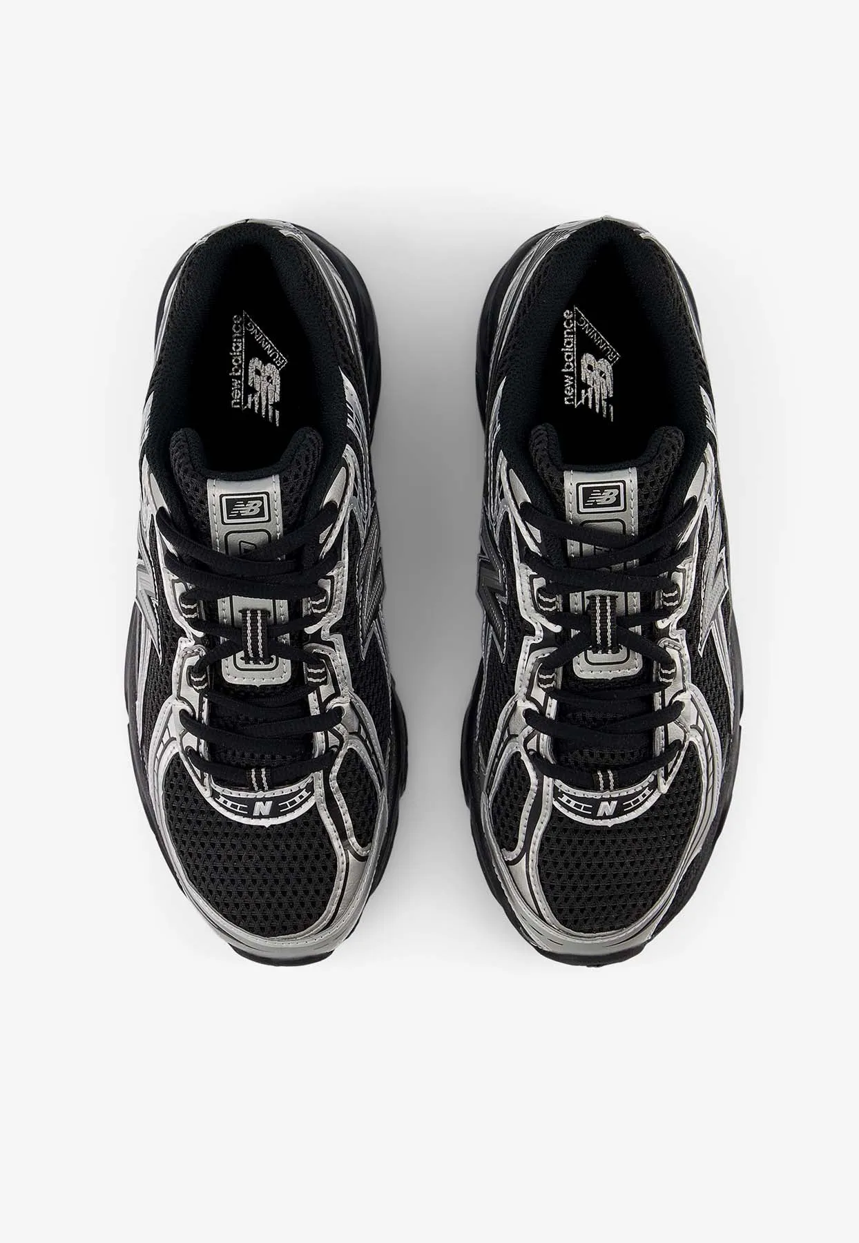 740 Low-Top Sneakers in Black with Silver Metallic