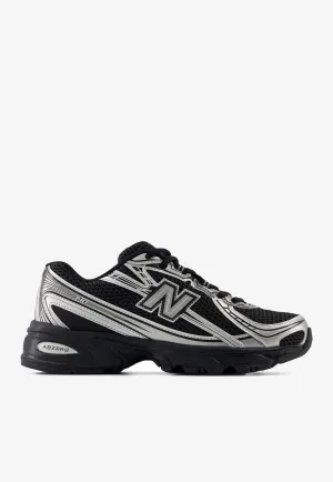 740 Low-Top Sneakers in Black with Silver Metallic