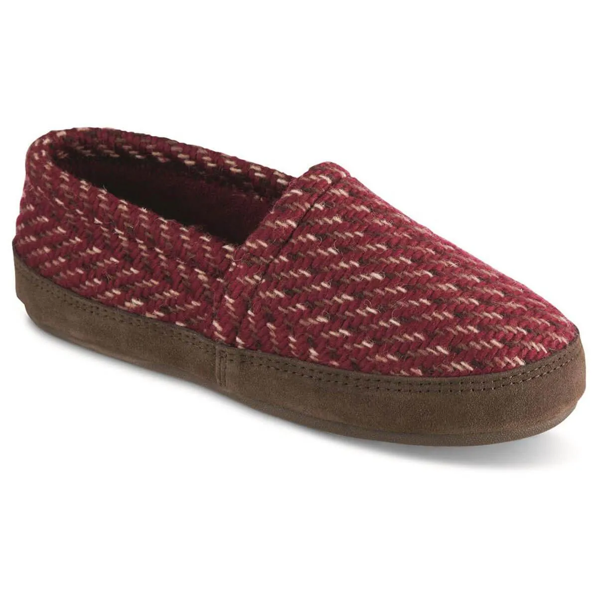 Acorn Women's Moc Slipperss - Memory Foam, Garnet Wovem Tweed, Medium | A10080GARWM