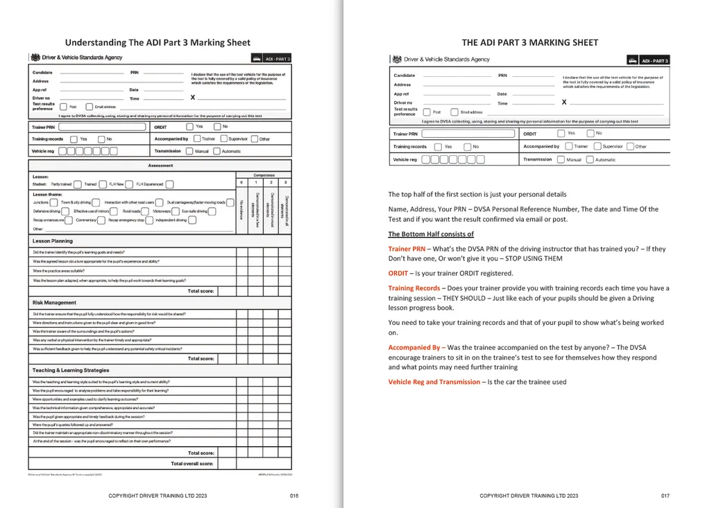 ADI PART 3 / ADI STANDARDS CHECK TEST SET FOR DRIVING INSTRUCTORS