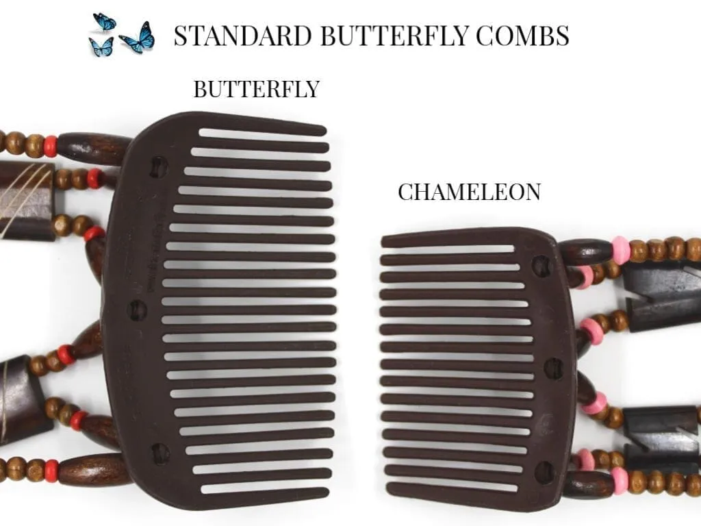 African Butterfly Chameleon Hair Comb - Dalena Brown 43