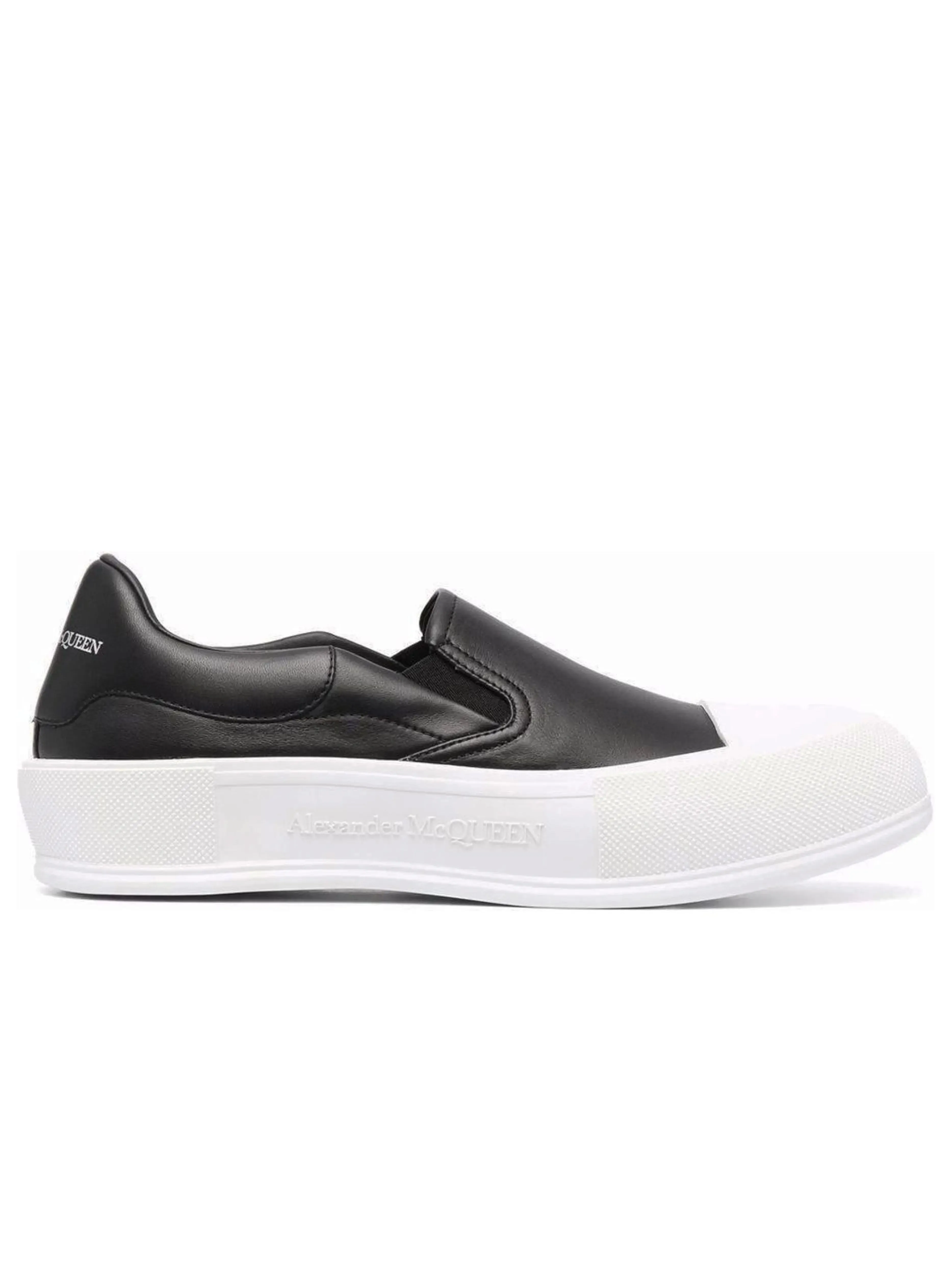 Alexander Mcqueen Black/White Deck Skate Plimsoll Sneakers