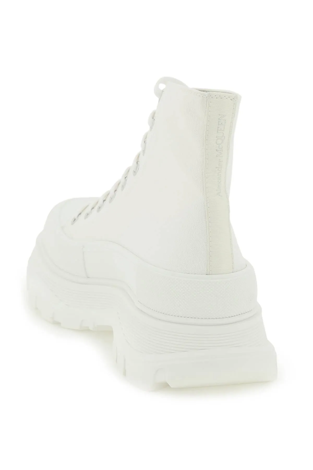 ALEXANDER MCQUEEN Men's Canvas Ankle Boots with Oversized Rubber Sole