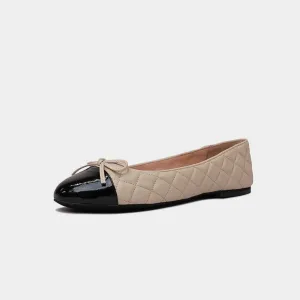 Belie Black Patent/ Cream Leather Ballet Flats