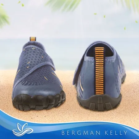 Bergman Kelly Kids Water Shoes (Size 12-5), Boys & Girls, Athletic Water Socks for Beach Pool Surf Sand Hiking Camping Boating US Casual Shoes, Navy Orange, 12-13