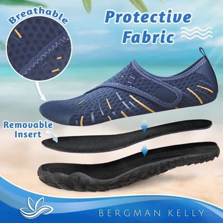 Bergman Kelly Kids Water Shoes (Size 12-5), Boys & Girls, Athletic Water Socks for Beach Pool Surf Sand Hiking Camping Boating US Casual Shoes, Navy Orange, 12-13