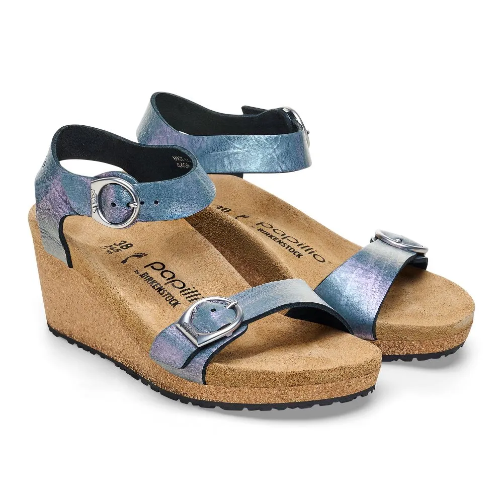 'Birkenstock' Women's Soley Ring-Buckle Nubuk Leather Sandal - Metallic Black