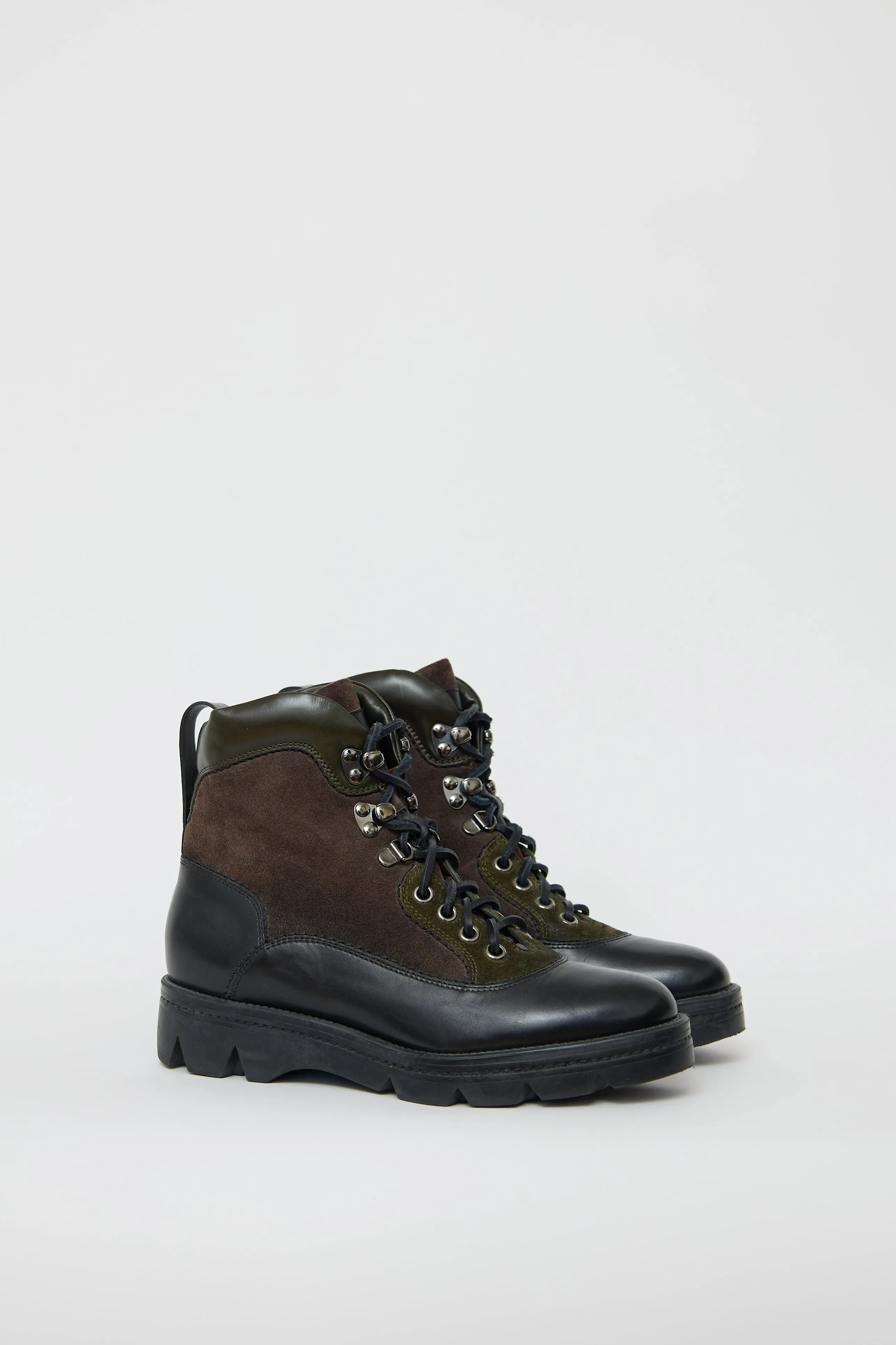 Black & Multi Leather Hiking Boot