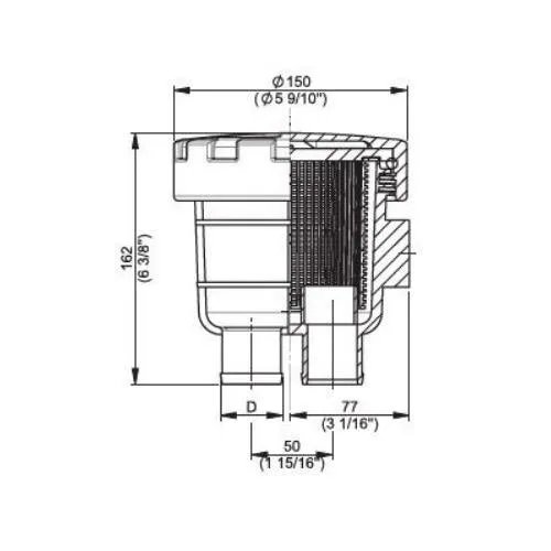 Cooling Water Strainer (FTR33038M) w/ Aluminum Lid - Hose Connection Dia: 38mm