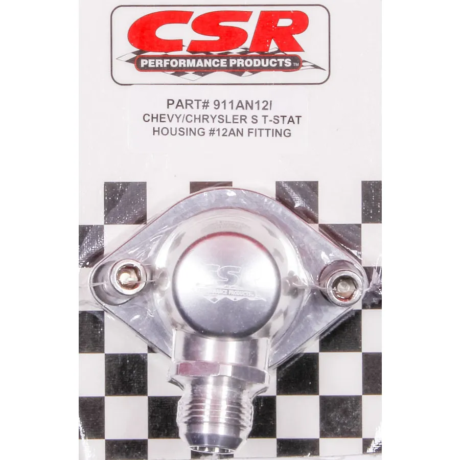 CSR Performance Chevy Swivel Thermostat Housing - Clear (Natural Finish - Silver) - 12 AN