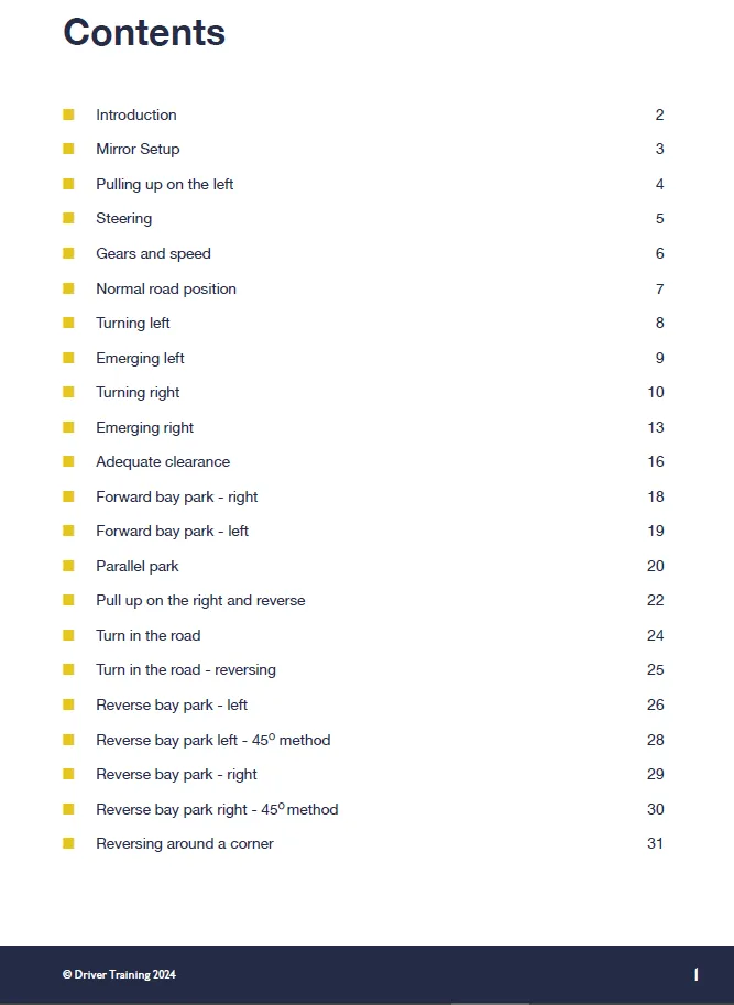 Driving Instructor Reference Points Guide A5