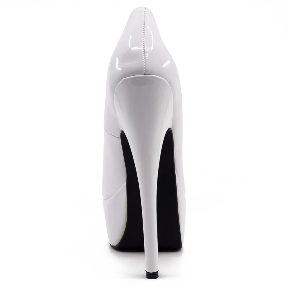 Ellie Shoes Prince 6.5" Stiletto Patent Platform Pumps - White