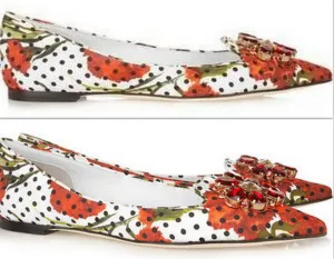 Embellished Brocade Point-Toe Flats
