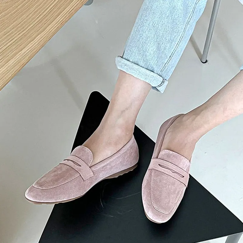 Faux Suede Casual Loafers Single Shoes Women  Summer Autumn Fashion Slip on Shoes Girls Moccasin Mules Office Ladies Flats