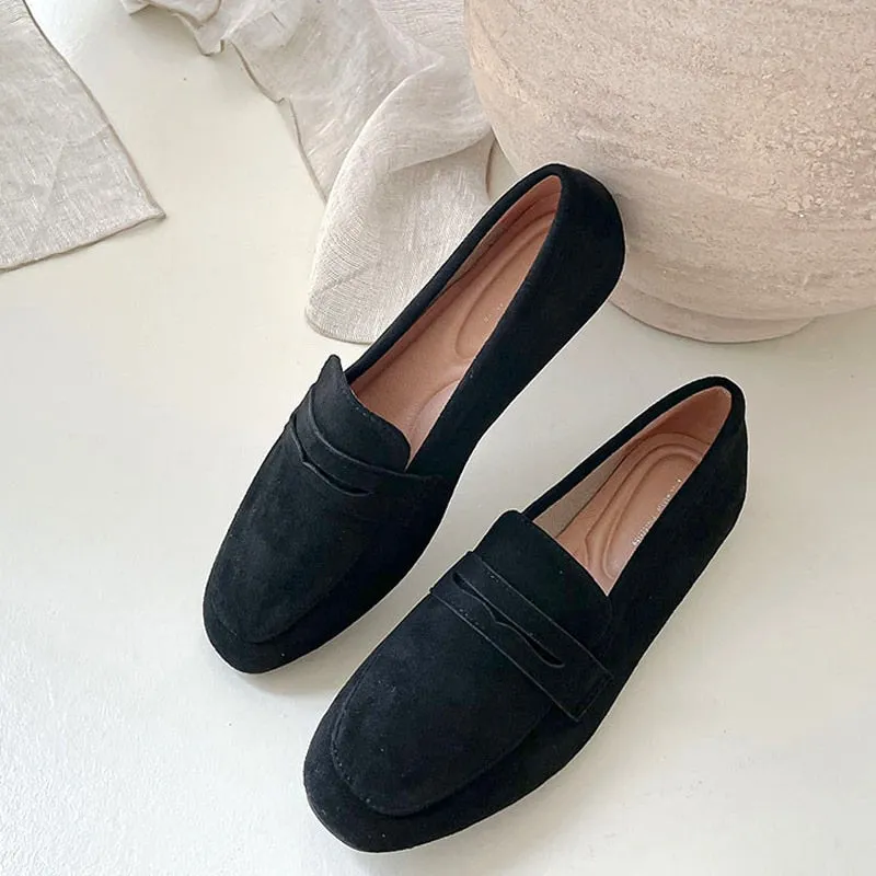 Faux Suede Casual Loafers Single Shoes Women  Summer Autumn Fashion Slip on Shoes Girls Moccasin Mules Office Ladies Flats