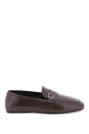 Ferragamo Men's Brown Leather Loafers with Iconic Silver-Tone Hardware