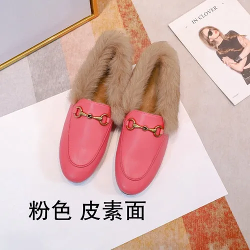 Fluffy Shoes Women's Winter Wear New Single Layer Shoes Women's Flat Fashionable All-Match Cotton Shoes Fleece-Lined Peas Shoes