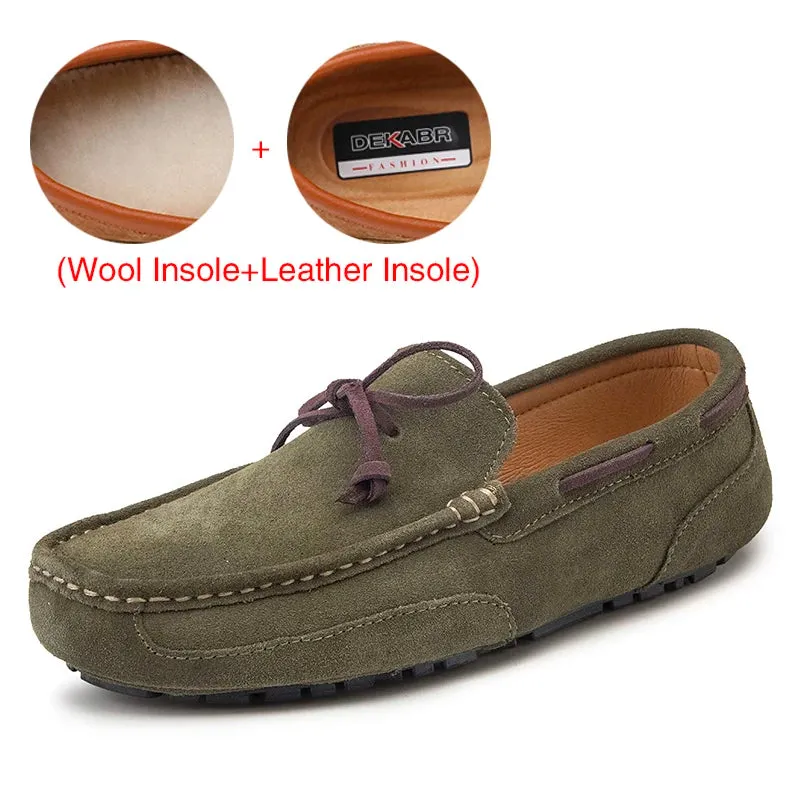 Genuine Leather Men Shoes Luxury Brand Casual Slip On Formal Loafers Men Moccasins Male Driving Shoes Warm Loafers