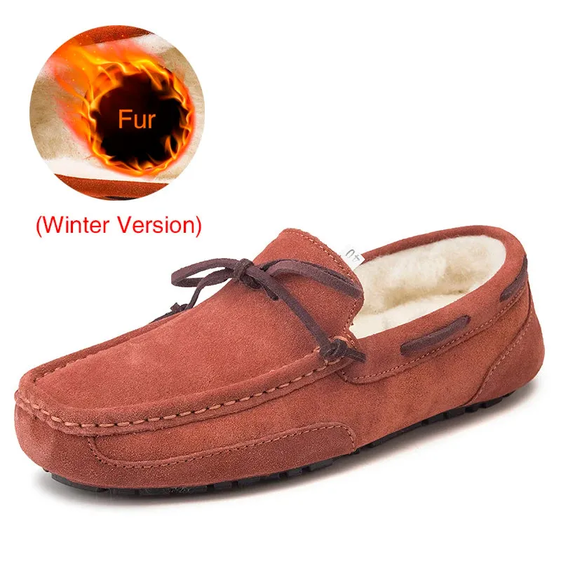 Genuine Leather Men Shoes Luxury Brand Casual Slip On Formal Loafers Men Moccasins Male Driving Shoes Warm Loafers