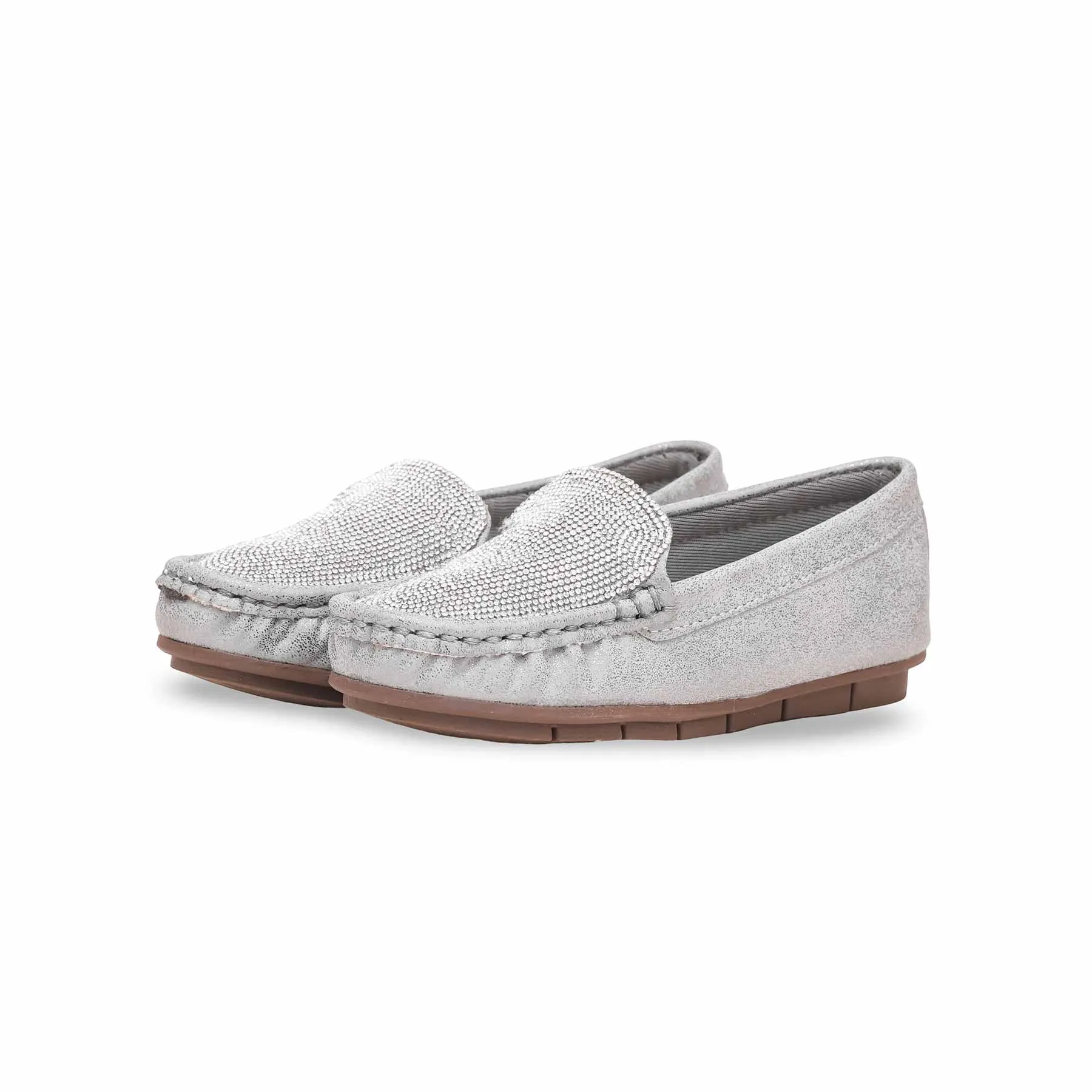 Girls Grey Formal Moccasin KD0910