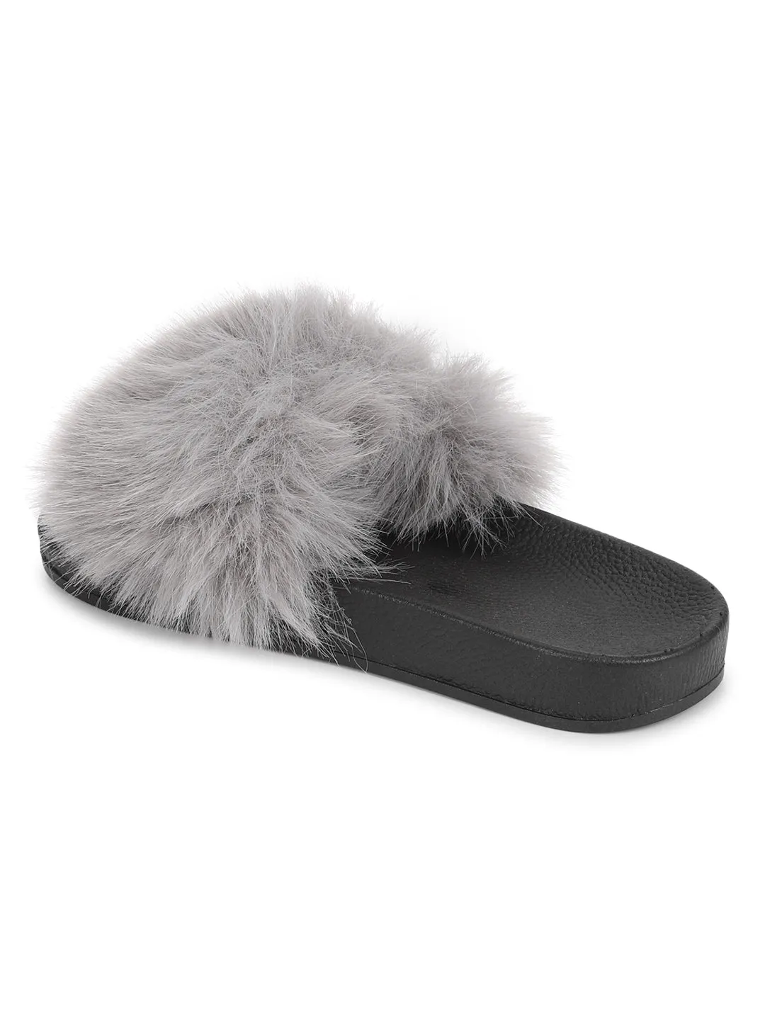 Grey Fur Slip-On Flats (TC-AMUNA1012-GRY)