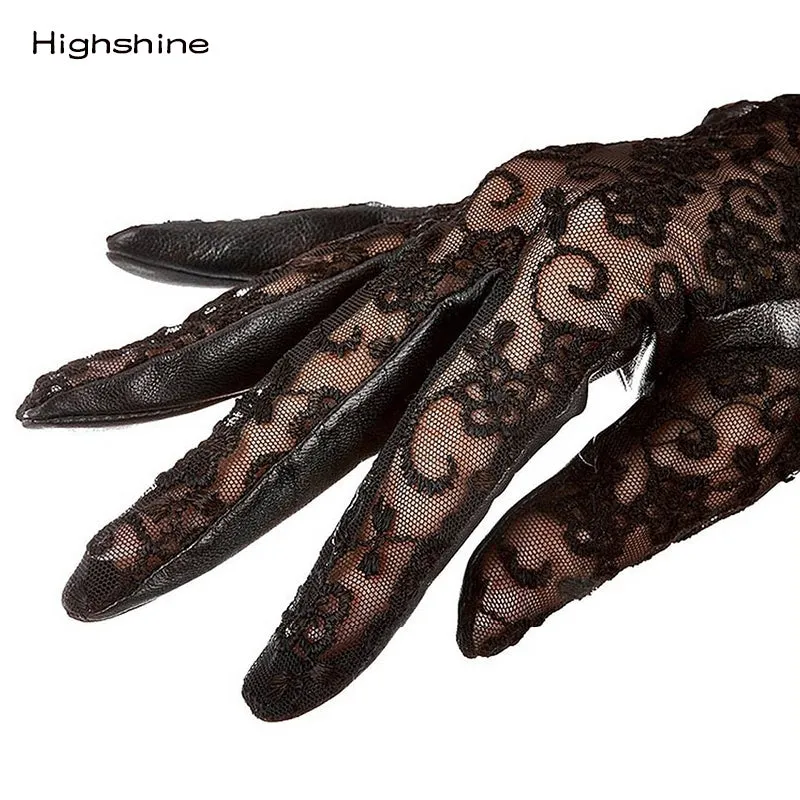 Highshine Women's Lace Sexy Summer Fashion Car Driving Leather Gloves