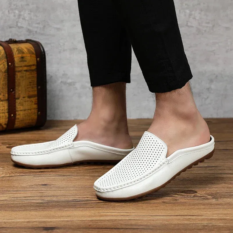 Hnzxzm Large Size 46 47 Mens Moccasins Italian Wedding Shoes Designer Luxury Men Casual Formal Breathable Summer Half Drag Loafers