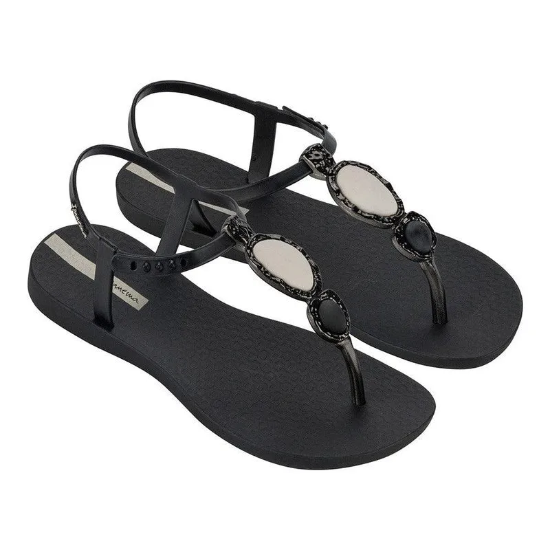 Ipanema Oval Trim Thong Sandals - Black/Beige