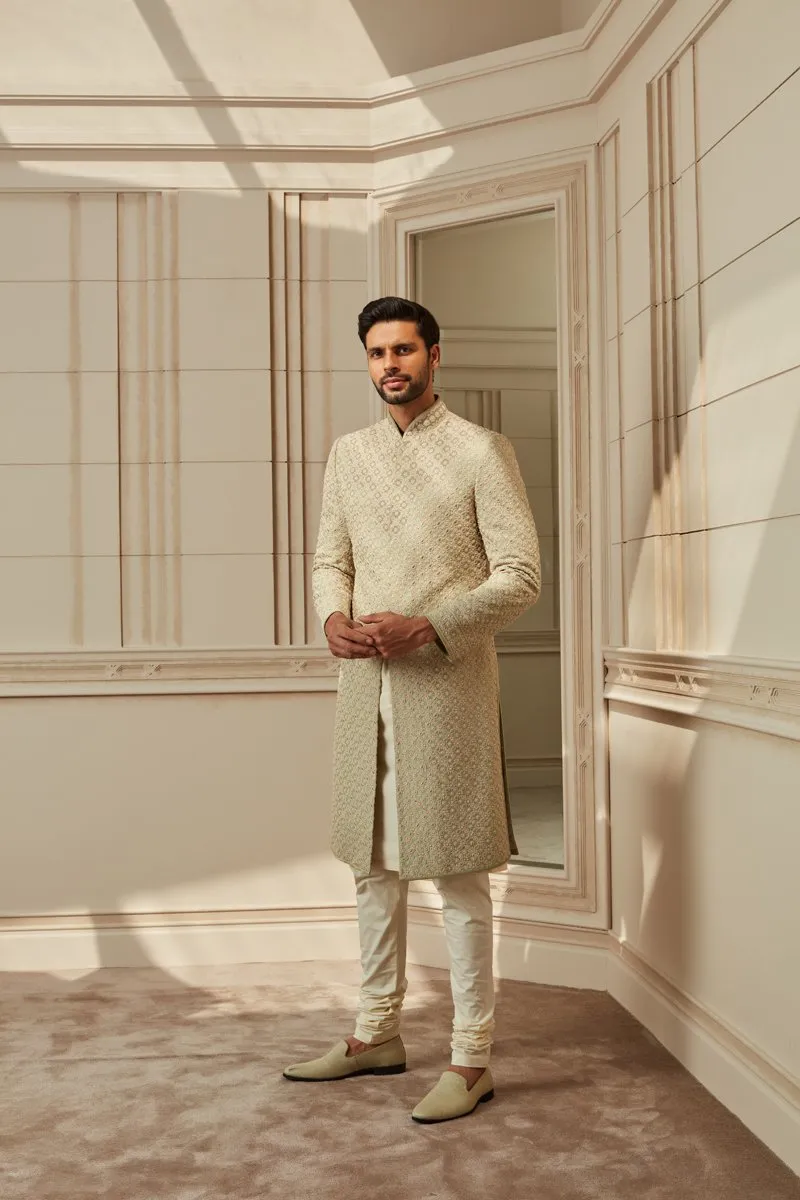 Jade Green Embroidered Sherwani