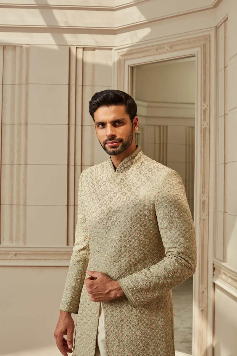 Jade Green Embroidered Sherwani