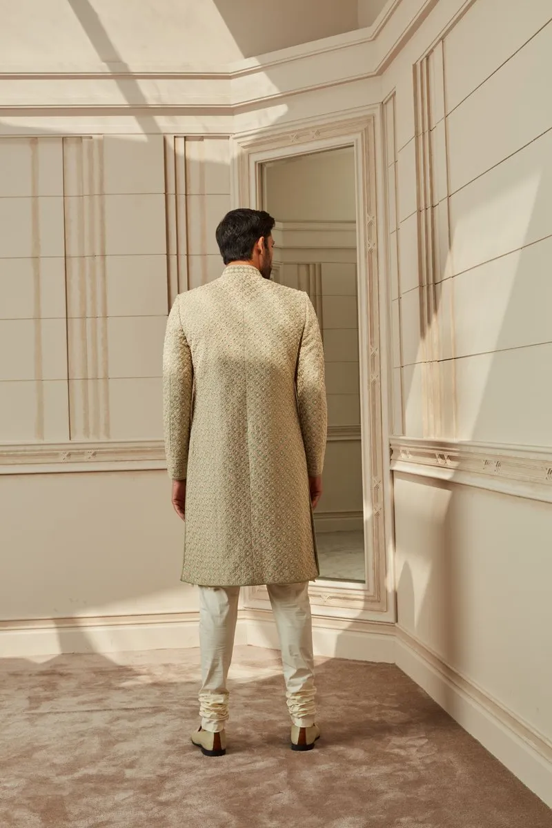 Jade Green Embroidered Sherwani