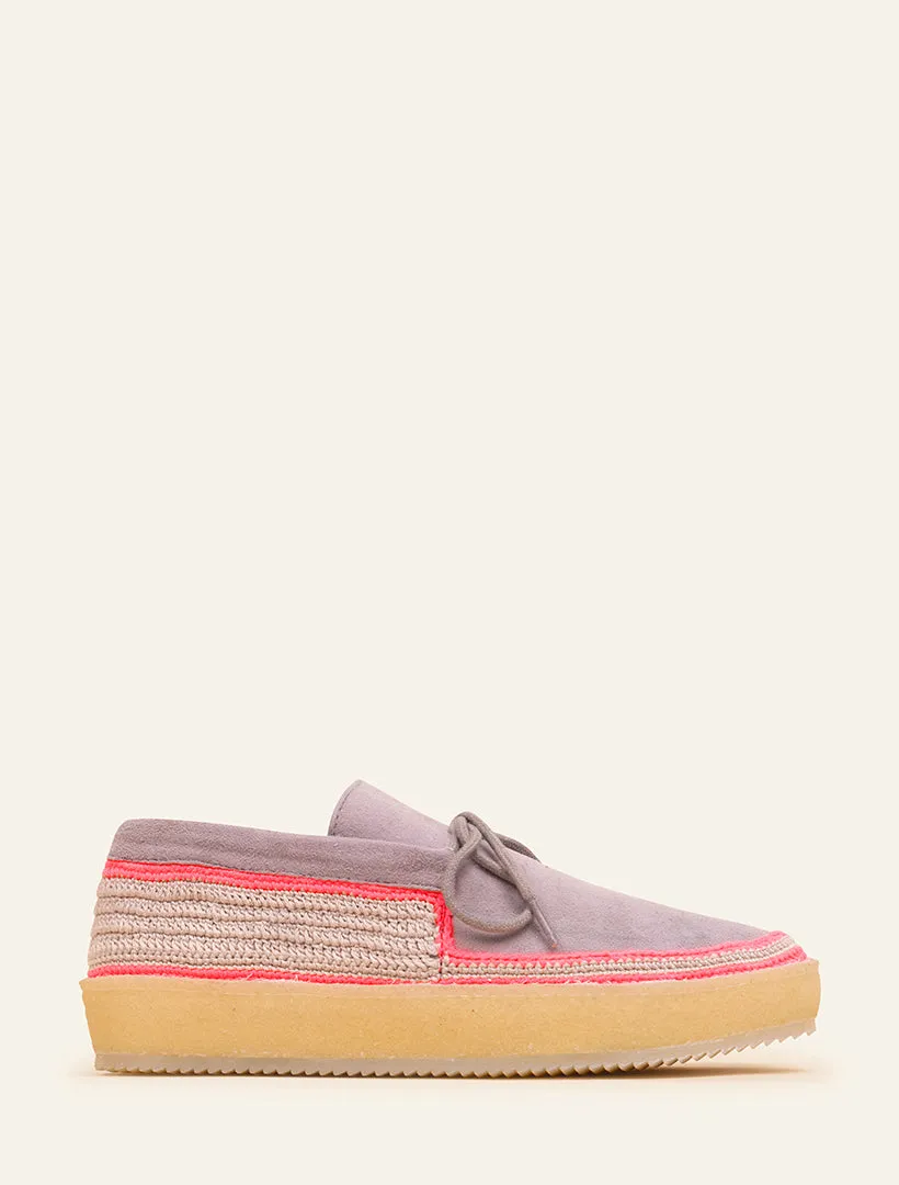 Komo Crochet Moccasin Fossil Neon Pink