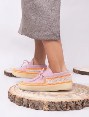 Komo Crochet Moccasin Misty Rose Neon Orange