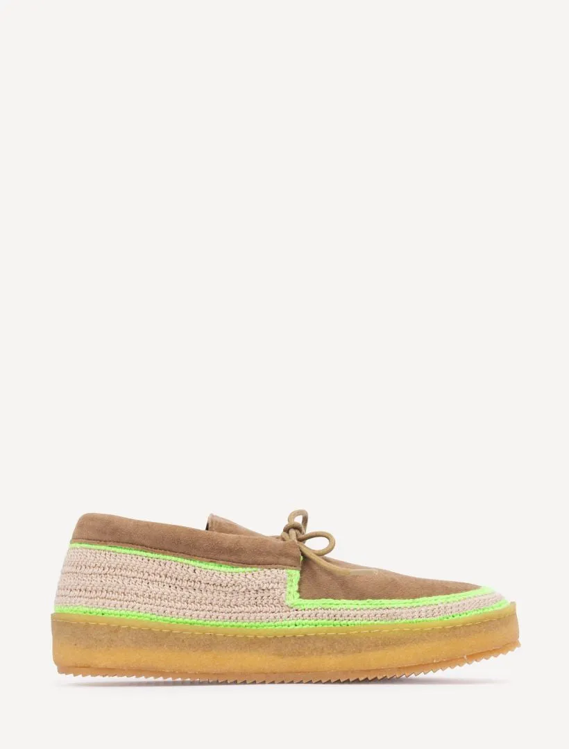 Komo Crochet Moccasin Otter Neon Green