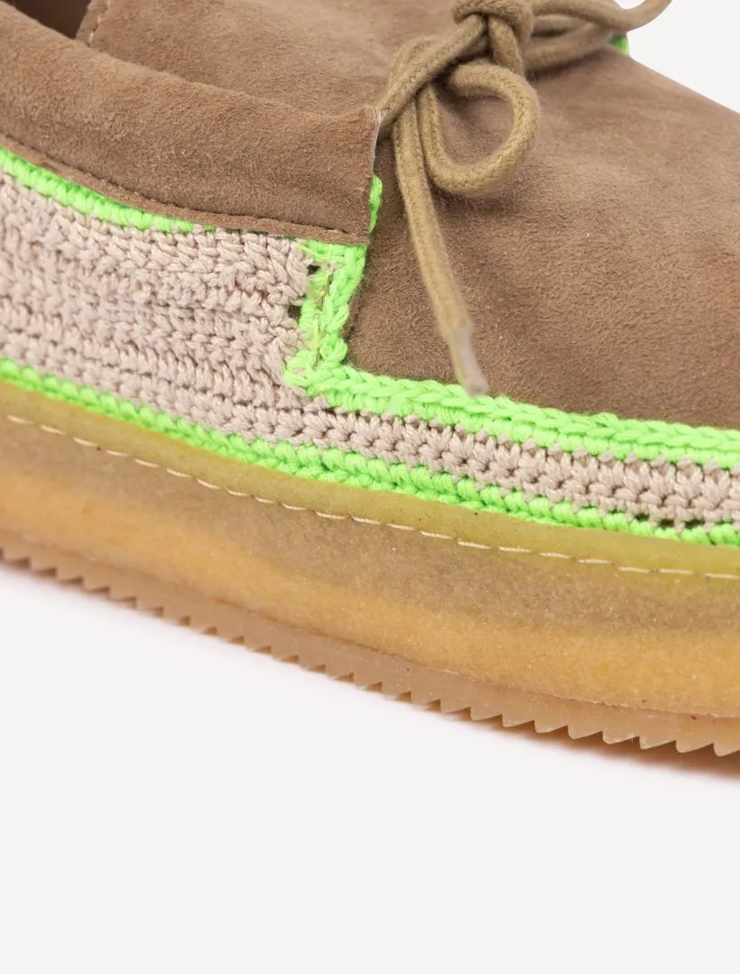 Komo Crochet Moccasin Otter Neon Green