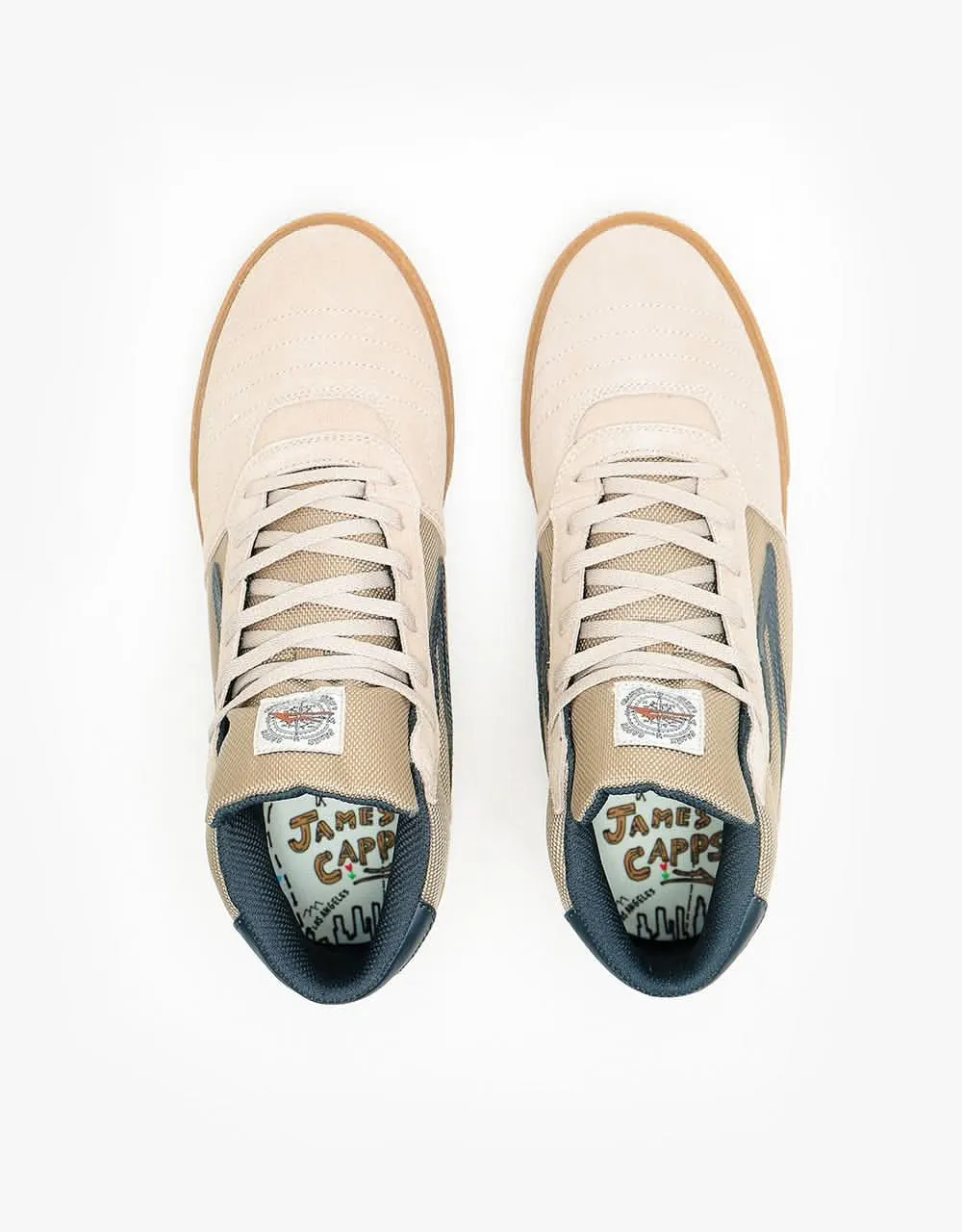 Lakai Cambridge Mid Skate Shoes - Cream/Navy Suede