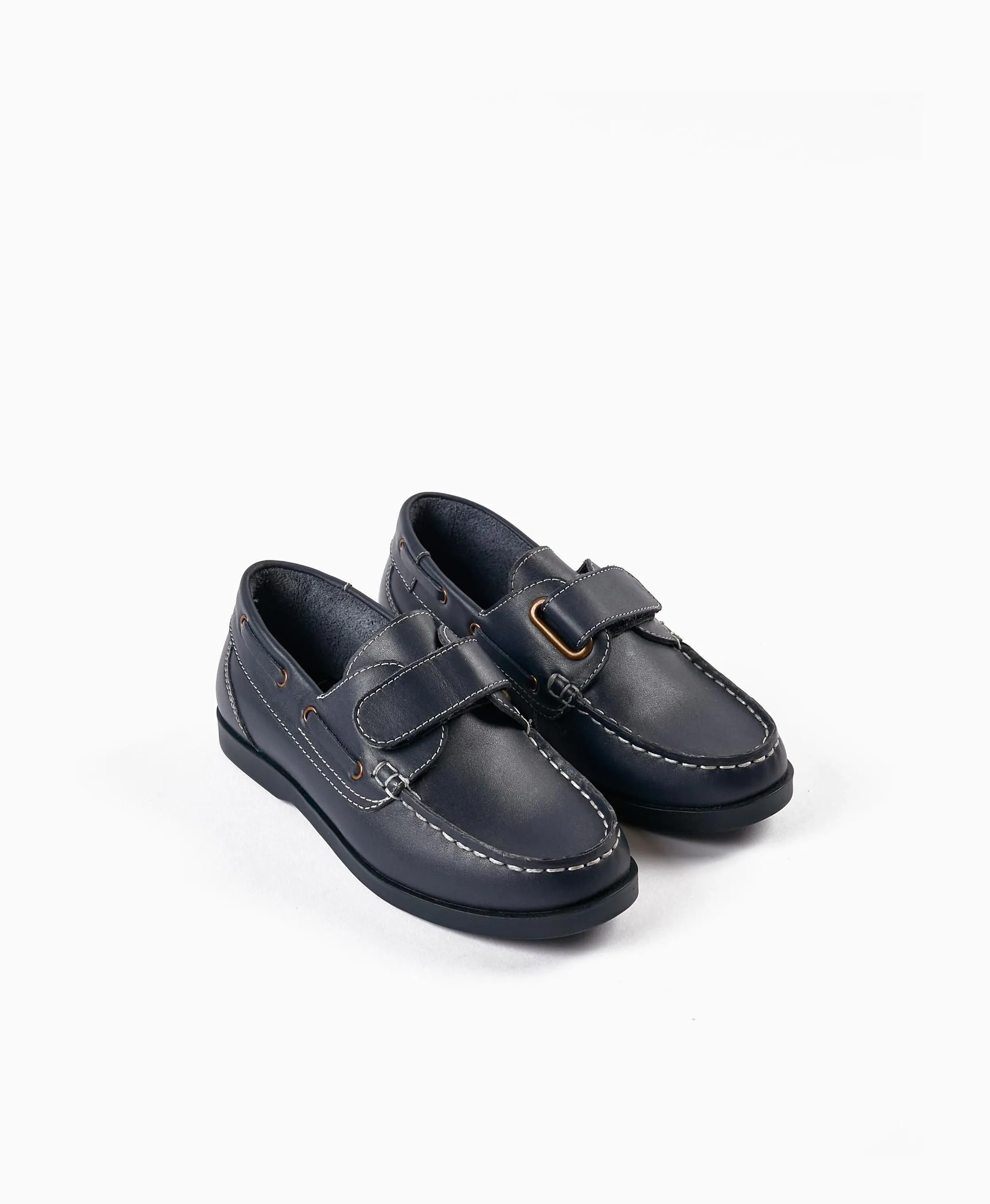 Leather Moccasins for Boys, Dark Blue