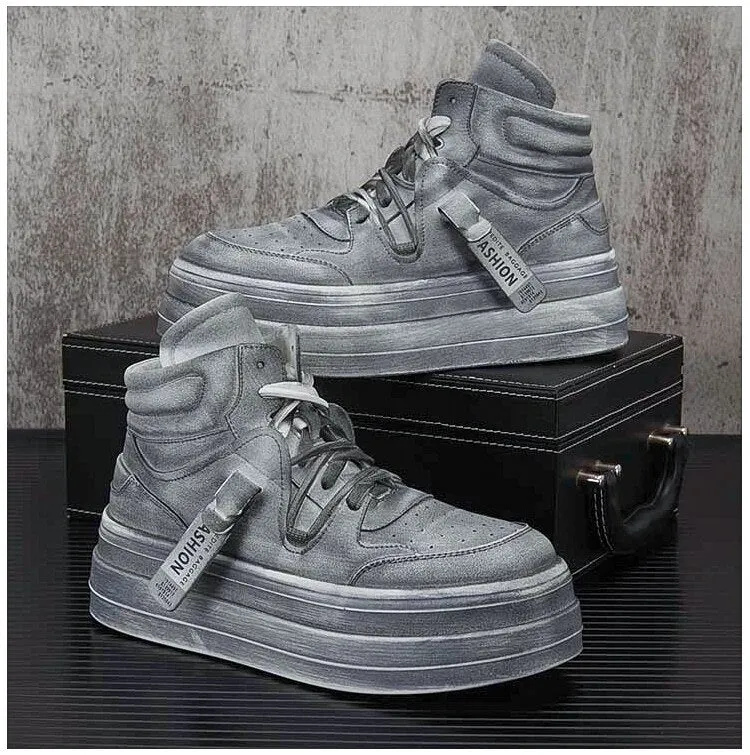 LMS Grey Leather Sneakers