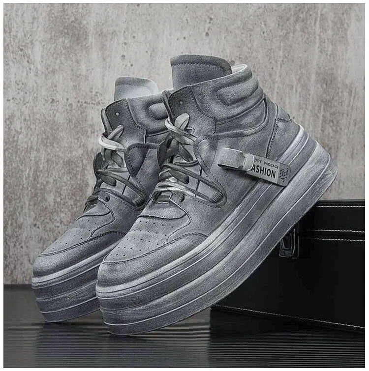 LMS Grey Leather Sneakers