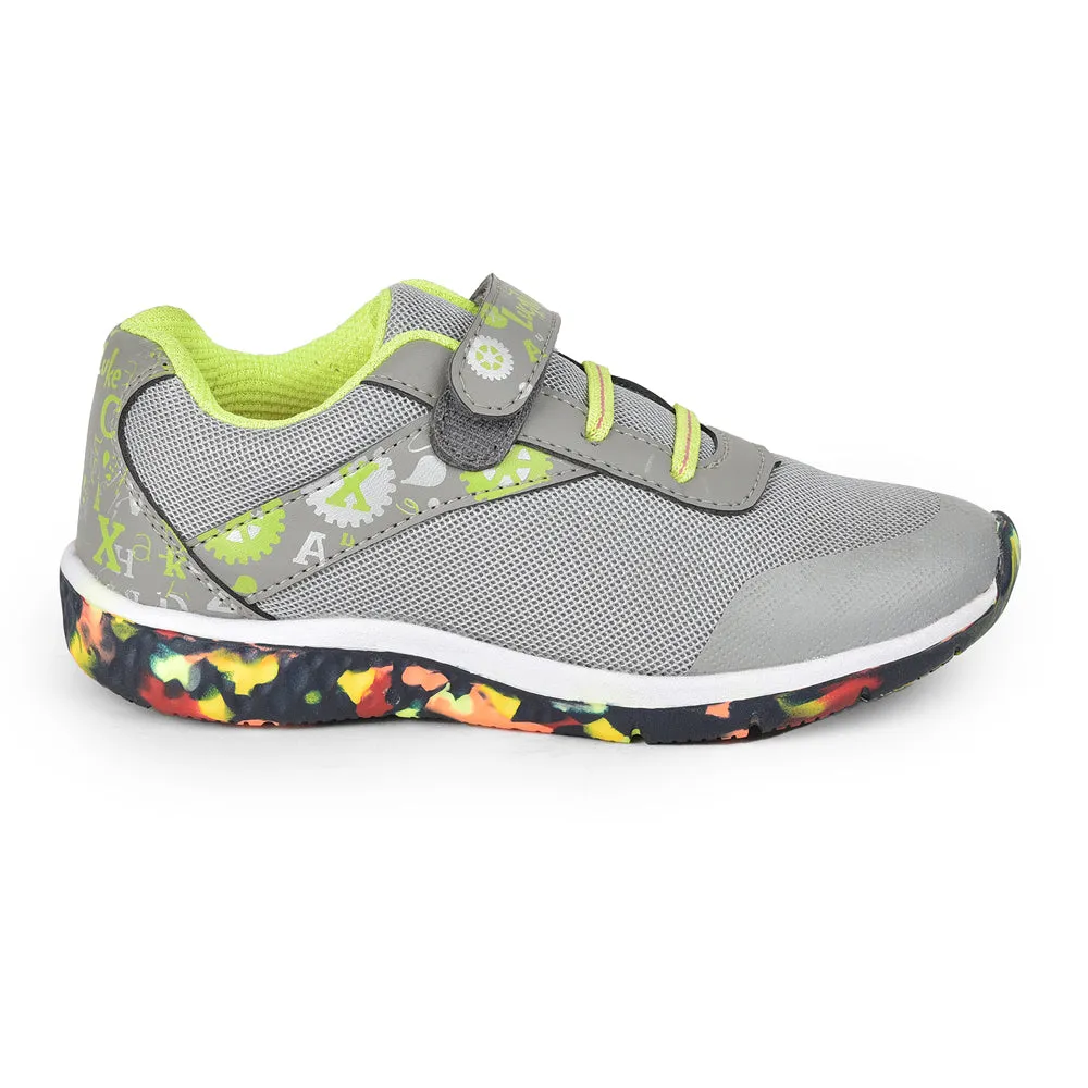 Lucy & Luke (Grey) Casual Non Lacing Shoes For Kids JAMIE-108 By Liberty