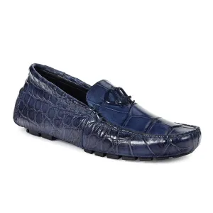 Mauri Bartolini Men's Shoes Alligator Wonder Blue Moccasins Art 3420 (MA4702)