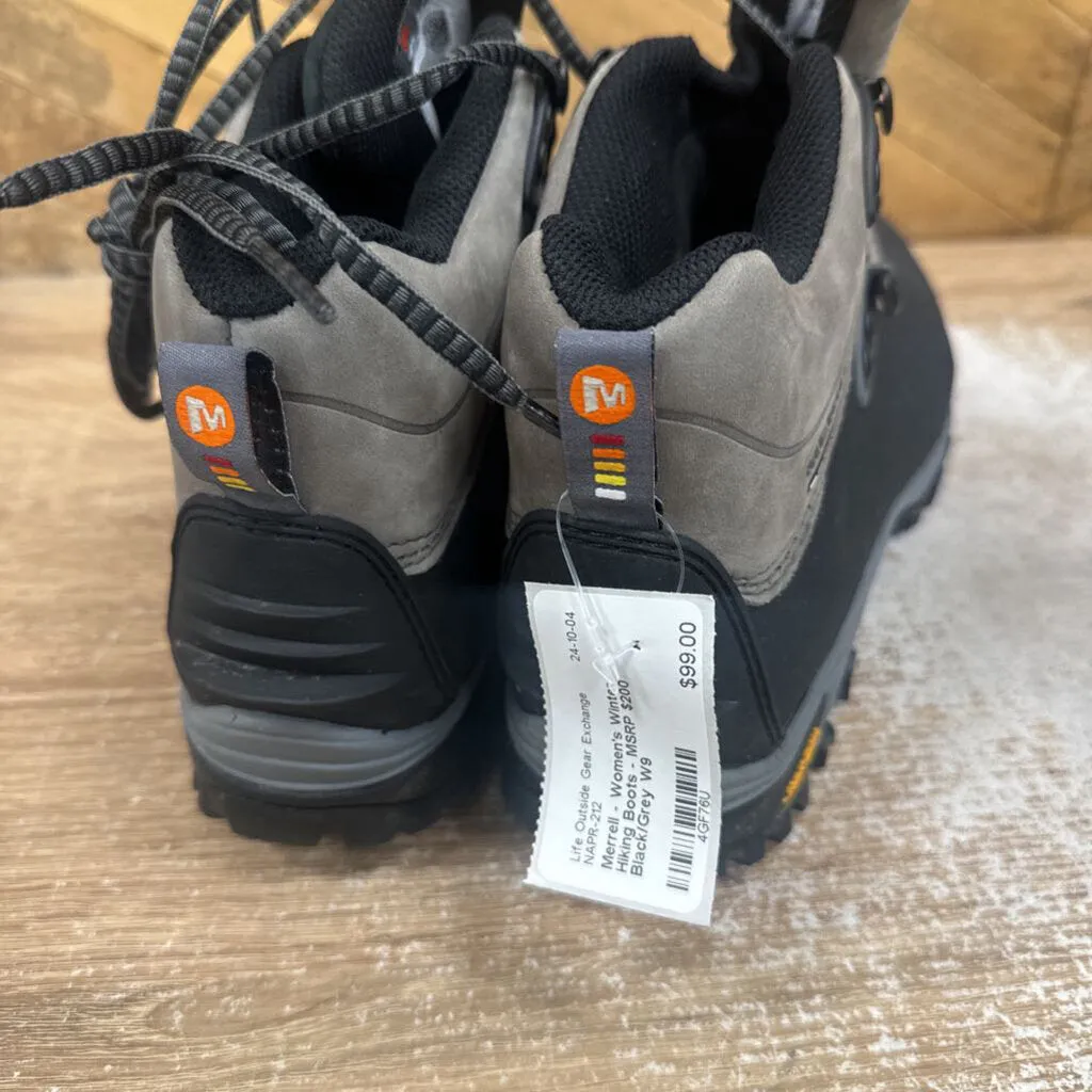 Merrell - Women's Winter Hiking Boots - MSRP $200: Black/Grey-women-W9